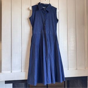 Bimba Denim Pleated Midi Dress